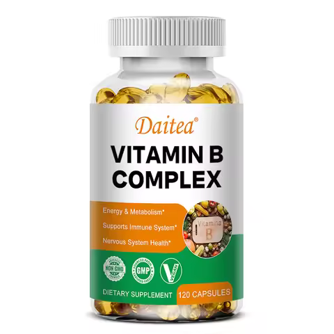 DAITEA - Vitamin B Complex Capsules - B12, B1, B2, B3, B5, B6, B7, B9, Folic Acid and Biotin - Reduc
