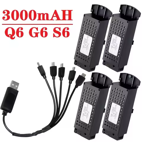 Q6 3.7V 3000mAh Rechargeable Battery and Charger For Q6 G6 S6 8K RC Quadcopter Spare Parts For G6 Pr