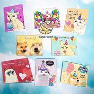 Birthday card, thank you greeting card, Valentine's love meme shiba cheems doge super cool cat