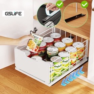 GSlife Pull Out Basket Under Sink Organizer Rack Kitchen Cabinet Rack with Sliding Organizer Shelves