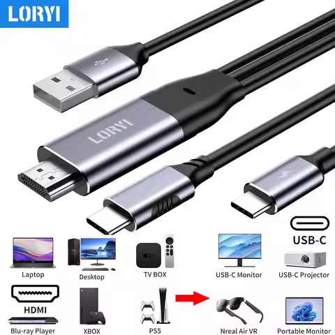 2.5M 4K 60Hz HDMI-compatible To USB C Cable Thunderbolt 3 For Portable Touch Monitor Xreal Nreal Air