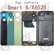 For Infinix Smart 8 X6525 X6525b X6525C Battery Back cover Housing middle frame + Button + LCD Front