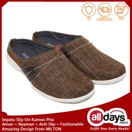 Milton Sepatu Sandal Kanvas Selop Pria RGS 01 - Coklat