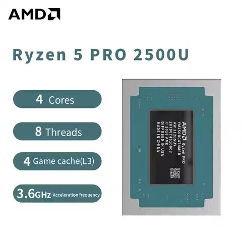AMD R5 PRO 2500U Ryzen 5 PRO 2500U Processor 3.6GHz 4-Core 8-Thread 4MB Game Cache 14NM TDP 15W FP5 