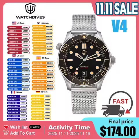 Watchdives WD007 V4 NTTD 42mm Dive Watch PT5000 Automatic Movement Sapphire Super Luminous 200m Wate