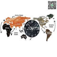 世界地圖北歐現代簡約鐘錶掛鐘客廳輕奢掛墻家用網紅時尚創意個性[時鐘]