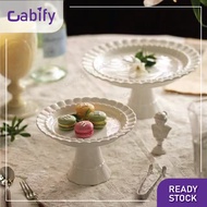 Cabify Ceramic 6/8/9 Inches Romantic Vintage Round High Feet Stand Cake Dessert Cupcake Table Decora