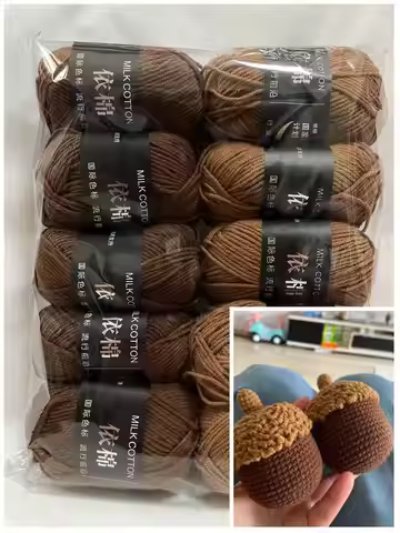 10PCS Color-blocking 4Ply Milk Cotton Knitting Yarn Needlework Dyed Lanas For DIY Crochet Craft Swea