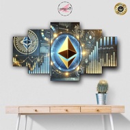 1 SET Ethereum Wall Display (ETH) Wall Decoration for Aesthetic Rooms Contents 5 pcs Wooden Poster W