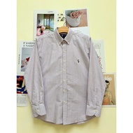 OXFORD MEN'S AND WOMEN'S SHIRT, WHITE WITH RED STRIPES, NO POCKETS, EUROPEAN STYLE LONG SLEEVES Oxfo