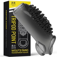 Wolf Fang Tripod Point half crystal sleeve soft dragon ball condom reusable beaded protruding duri d
