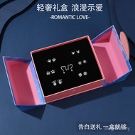 Qixi Valentine's Day One Week Set Birthday Gift Silver Needle S925 Free Wife Zircon Earrings Micro-I