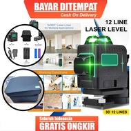 ( 12 LINE ) Mesin Laser Alat Tukang Bangunan Serbaguna Pengukur Rata Garis Horizontal Dan Vertikal A