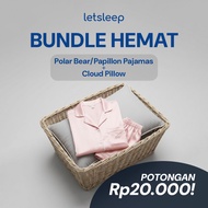Fluffy Dreams Set | LETSLEEP polar Bear Pajamas Papilon Pajamas + Cloud Pillow | Premium Pajamas Ele