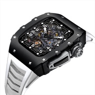 ชุด Mod โลหะสไตล์ Richard Mille สำหรับ Apple Watch Series 8 7 45 มม. และ 44 มม. พร้อมสาย Viton สำหรับ i Watch 8 7 6 5 4 SE