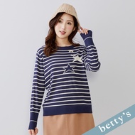 Betty's (45) Star Horizontal Stripe Knit Top (Blue)