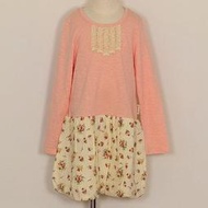 日本童裝 biquette 蕾絲碎花麻紗薄款長袖 南瓜洋裝#130 日本空運~小太陽日本精品