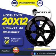 *SET*HOSTILE Gloss Black 117 20x12jj ET-44 6H139.7 Sport Rim for 4x4 with (4pcs)