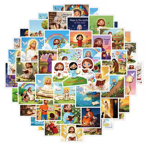 50PCS Cute Jesus Christian Stickers Inspirational Christ Clipart Stickers Bible Verse Aesthetic Deca