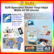 HP Waterproof Inkjet Vinyl Sticker A3 - SUN paper Matte Inkjet Vinyl Sticker 90 micron A3 Waterproof