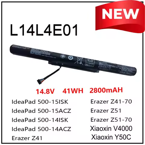 14.8V 2800mAh L14L4E01 Laptop Battery for Lenovo Xiaoxin V4000 Y50C Z41-70 Z51-70 L14L4A01 L14S4A01 