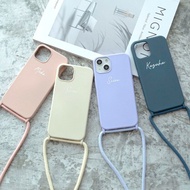 iPhone限量帶肩帶智能手機保護殼【彩色TPU保護殼帶名字】智能手機肩帶字母OS13U