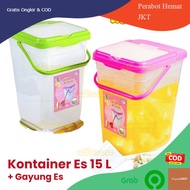 15 Lt Fruit Ice Container Free Ice Ladle Airtight Container Food Storage Container