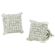 Dazzlingrock Collection 1.00 Carat (ctw) Diamond Dice Shape Earring, Sterling Silver