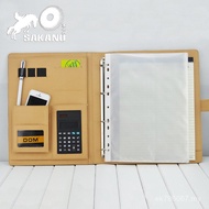 Pengurus Kulit Folder Fail Folder Kalkulator Folder Fail A4 dengan Pelbagai Fungsi Dokumen Berdaun L