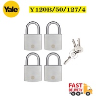 Yale Y120/50/127/4 SATIN CHROME BORON SHACKLE PADLOCK/Mango House 4pcs/key House