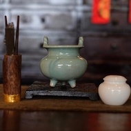 【日本古美術】鍋島燒 青瓷 香爐 鼎式爐