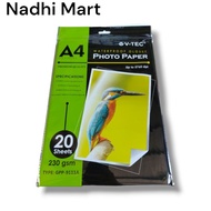 GLOSSY PAPER V-TEC A4 230GR V-TEC PHOTO PAPER 230GSM A4 CONTENTS 20 SHEETS A4 PHOTO PAPER 120GSM 185