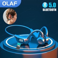 OLAF Not In-Ear Headset Bone Conduction Earphone Wireless Headphones Blutooth Handfree Earbuds Mic Power Display Support TF Card Over The Ear Headphon