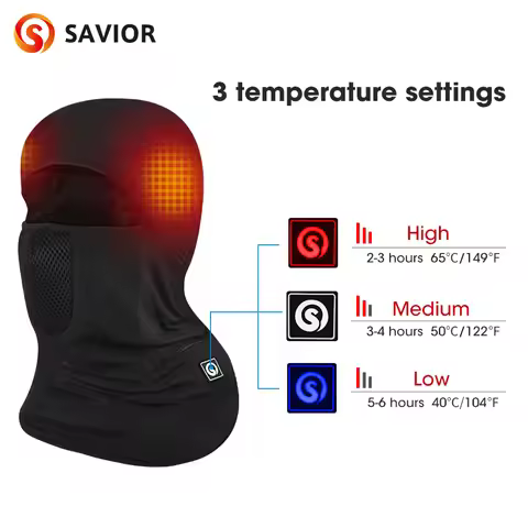 Savior Heat Heating Ski Mask With Battery Electric Warm Hats For Women Snowboard Balaclava Neck Warm