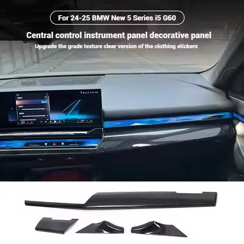 For BMW5 Series i5 G60 2024 2025 Carbon Fiber Car Center Console Decoration Panel Decoration Sticker