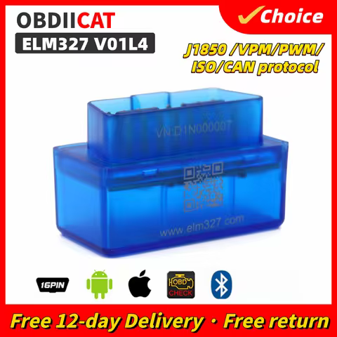 For Android/IOS Elm327 V01L4/B02L4 Bluetooth OBD2 ELM327 OBD2 BT Diagnostic Interface V1.5 Hardware 