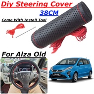 Perodua Alza Steering Wheel Cover Pu Leather DIY Kulit Jarum Jahit Sarung Cover Steering Kereta