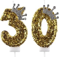 AOOLADA 30 Birthday Candle, 30th Cake Candles, Number 30 Birthday Candles for Cake Topper Decoration