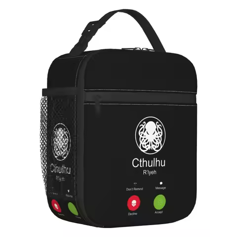 The Call Of Cthulhu Insulated Lunch Bags for Women R'lyeh Octopus Portable Thermal Cooler Bento Box 