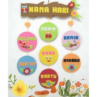 Pajangan/ Hiasan dinding/prakarya/nama nama hari
