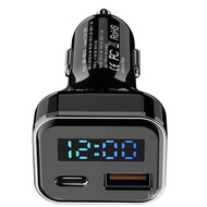 Car USB Charger PD Fast Charge QC4+Digital Display Battery Voltage Suitable for Apple Huawei