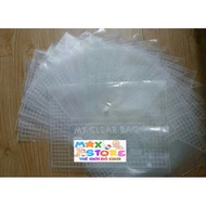 Set of 5c Thick Buttoned Clear Bags A4 Size and F Size for Papers and Documents