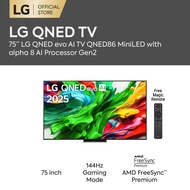 75 inch LG QNED evo AI TV QNED86 MiniLED 144Hz Gaming Mode* Dolby Vision & HDR10 4K UHD (2025)