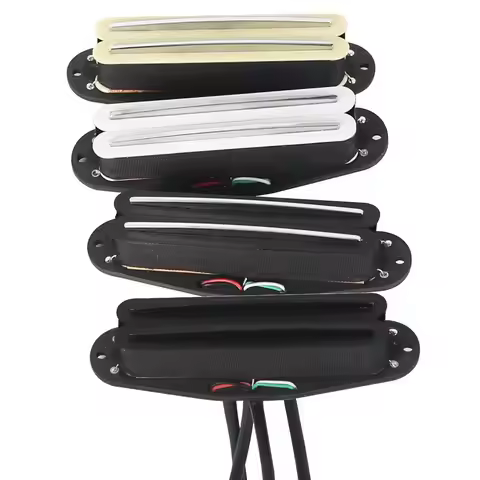 FLEOR 1PCS Alnico 5 Hot Dual Rails Humbucker Pickup Single Coil Sized fit ST/SQ Guitar Parts, Black/