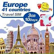 Happy Europe 41 Countries SIM Card - 10-30 Days 3-10GB Unlimited Data Travel Sim (includes Turkey &