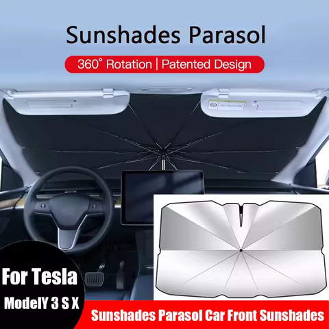 For Tesla Model Y/3/S/X Sunshades Parasol Car Front Sunshades Car UV Cover Sunshade 2016-2025 Model 