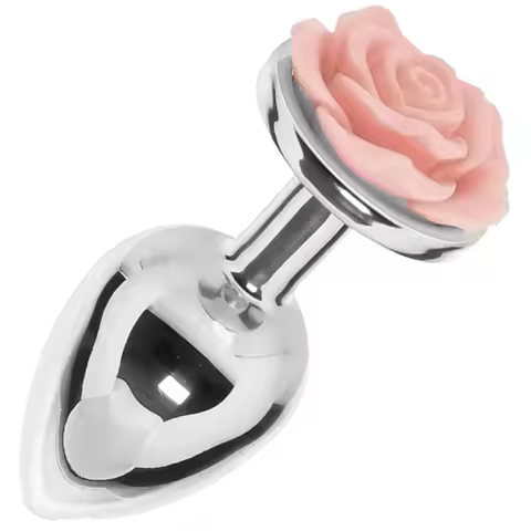 Pink Rose Stainless Steel Metal Butt Plug with Flared Base Luxury Jeweled Anal Plug for Women And Me