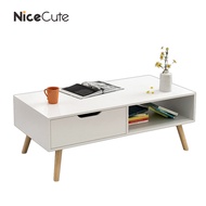 NiceCute โต๊ะกลาง โต๊ะกลางรับแขก ด้านล่างมีลิ้นชักเก็บของ ขาทรงโมเดิร์น White One