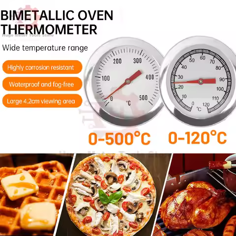 0-120 ℃/0-500℃ Stainless Steel Oven Temperature Gauge Indoor and Outdoor BBQ Thermometer Smoker Temp