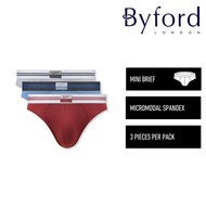 Byford Seluar Dalam Lelaki | (3 Pcs) Byford Mens Micromodal Spandex Mini Briefs Underwear Assorted C